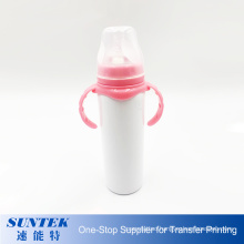 8oz Sublimation Stainless Steel Baby Bottles-Pink